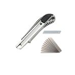 Metal Krom Kaplı Maket Bıçağı+20 Adet Yedek Bıçak Ucu