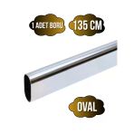 Metal Krom Oval Askı Borusu Mobilya Askı Borusu(Metal)(Krom)(Oval)(En:15mm Boy:30mm) Krom 135Cm