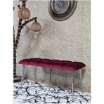 Metal Krom Tel Ayaklı 100 cm Puf Bench - Puf - Bench - Oturak - Mutfak Oturağı - Antre Oturağı Bordo Renk 100 x 40 Boyut/ebat - Çok Renkli