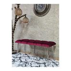 Metal Krom Tel Ayaklı 100 Cm Puf Bench - Puf - Bench - Oturak - Mutfak Oturağı - Antre Oturağı Bordo Renk 100 X 40 Boyut/Ebat