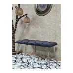 Metal Krom Tel Ayaklı 100 Cm Puf Bench - Puf - Bench - Oturak - Mutfak Oturağı - Antre Oturağı Füme Renk 100 X 40 Boyut/Ebat