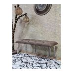 Metal Krom Tel Ayaklı 100 Cm Puf Bench - Puf - Bench - Oturak - Mutfak Oturağı - Antre Oturağı Kahverengi Renk 100 X 40 Boyut/Ebat