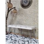 Metal Krom Tel Ayaklı 100 cm Puf Bench - Puf - Bench - Oturak - Mutfak Oturağı - Antre Oturağı Krem Renk 100 x 40 Boyut/ebat - Çok Renkli