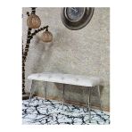 Metal Krom Tel Ayaklı 100 Cm Puf Bench - Puf - Bench - Oturak - Mutfak Oturağı - Antre Oturağı Krem Renk 100 X 40 Boyut/Ebat
