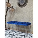 Metal Krom Tel Ayaklı 100 cm Puf Bench - Puf - Bench - Oturak - Mutfak Oturağı - Antre Oturağı Mavi Renk 100 x 40 Boyut/ebat - Çok Renkli