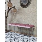 Metal Krom Tel Ayaklı 100 cm Puf Bench - Puf - Bench - Oturak - Mutfak Oturağı - Antre Oturağı Pembe Renk 100 x 40 Boyut/ebat - Çok Renkli