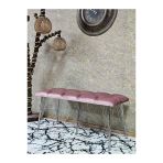 Metal Krom Tel Ayaklı 100 Cm Puf Bench - Puf - Bench - Oturak - Mutfak Oturağı - Antre Oturağı Pembe Renk 100 X 40 Boyut/Ebat