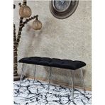 Metal Krom Tel Ayaklı 100 cm Puf Bench - Puf - Bench - Oturak - Mutfak Oturağı - Antre Oturağı Siyah Renk 100 x 40 Boyut/ebat - Çok Renkli