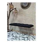 Metal Krom Tel Ayaklı 100 Cm Puf Bench - Puf - Bench - Oturak - Mutfak Oturağı - Antre Oturağı Siyah Renk 100 X 40 Boyut/Ebat