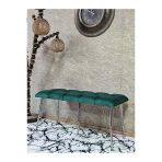 Metal Krom Tel Ayaklı 100 Cm Puf Bench - Puf - Bench - Oturak - Mutfak Oturağı - Antre Oturağı Yeşil Renk 100 X 40 Boyut/Ebat