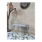 Metal Krom Tel Ayaklı 60 Cm Puf Bench - Puf - Bench - Oturak - Mutfak Oturağı - Antre Oturağı Gri Renk 60 X 40 Boyut/Ebat
