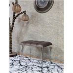 Metal Krom Tel Ayaklı 60 cm Puf Bench - Puf - Bench - Oturak - Mutfak Oturağı - Antre Oturağı Kahverengi Renk 60 x 40 Boyut/ebat - Çok Renkli