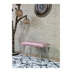 Metal Krom Tel Ayaklı 60 Cm Puf Bench - Puf - Bench - Oturak - Mutfak Oturağı - Antre Oturağı Pembe Renk 60 X 40 Boyut/Ebat