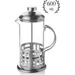 Metal Kulplu French Press 600ML, Şık ve Dayanıklı Kahve Demleme Aracı - Seçenek 1 - Ahşap - Ceviz