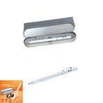 Metal Kutulu Kırmızı Led Işıklı, Beyaz Led Işıklı Pointer İşaretçi Kalemi Metal Tükenmez Kalem (Beyaz) (PRS-MK1LL2TK-B)