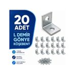 Metal L Köşebent Gönye, Çelik, 15x15x16 mm, 20 Adet, Vida Dahil, Mobilya, Raf ve Dolap Sabitleme için