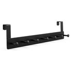 Metal Mat Siyah Kapı Arkası Askılık – 7 Kancalı Amerikan Tipi Organizer Askı, Banyo ve Oda Kapıları İçin Pratik Askılık, Delmeden Montajlı Kapı Arkası Askı 46.5 x 12 cm (SİYAH)