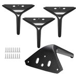 Metal Mobilya Ayakları 4'lü Paket Üçgen Tasarım Yedek Koltuk Ayakları 10 cm 12 cm 15 cm 18 cm Sehpalar için Komodinler TV Sehpaları Vidalı (Siyah 3,9 inç/10 cm)