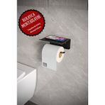 Metal Modern Banyo Tuvalet Wc Kağıtlık Peçetelik, Tuvalet Kağıdı Askısı, Raflı Telefonluk Siyah