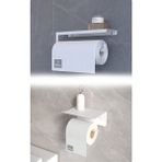 Metal Modern Şık Kağıt Havlu Askılığı ve Tuvalet Kağıtlığı Ikili Set | Paslanmaz, Yüksek Taşıma Kapasiteli, Askı + Raf Kullanım - Beyaz