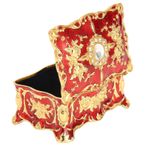 Metal Mücevher Kutusu, Vintage El Oyma Çiçek Deseni, Kadife Astar, Yüzük Küpe Kolyeleri Için Eşsiz Ve Zarif Depolama Kılıfı, 3,5 X 2,8 X 1.8in (altın kırmızı)