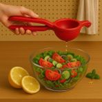 Metal Narenciye Limon Sıkacağı Özel Tasarım Desenli Limon Portakal Sıkacağı Mat Siyah - Kırmızı