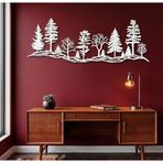 Metal Orman Duvar Sanatı Dekorasyonu, Büyük Manzara Metal Duvar Dekoru (Beyaz, 35"x13" / 89x33 cm)