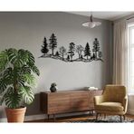 Metal Orman Duvar Sanatı Dekorasyonu, Büyük Manzara Metal Duvar Dekoru (Siyah, 48"x17" / 122x43cm)