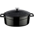 Metal Oval Döküm Tencere, 25 Cm, 3.19 L Hacim, Siyah
