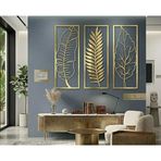Metal Palmiye Yaprağı Duvar Sanatı Oturma Odası Büyük Duvar Dekorasyonu (Altın, 48" x18 / 122x46 cm)