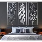 Metal Palmiye Yaprağı Duvar Sanatı Oturma Odası Büyük Duvar Dekorasyonu (Gümüş, 30"x12" / 76x30 cm)