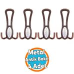 Metal Portmanto Vestiyer Duvar Dolap Elbise Mobilya Kapı Askısı Askılığı Askılık Antik Bakır 4 Adet