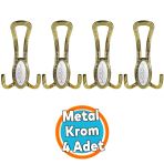 Metal Portmanto Vestiyer Duvar Dolap Elbise Mobilya Kapı Askısı Askılığı Askılık Gold Altın (4 Adet)