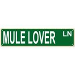 Metal sac levha "Mule Lover Ln", eşek, hayvan, memeli, çiftlik, komik, vintage, dar, sokak, 40,6 x 10,2 cm, duvar sanatı, dekorasyon, demir poster, ev, çiftlik evi, bar, kafe için