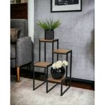 Metal Saksılık 4 Ahşap Raflı Dekoratif Saksı Standı Garden Çam