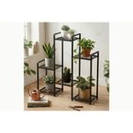 Metal Saksılık, Siyah, 4 Raflı