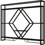 Metal Şarap Rafı Duvara Monte LED Işıklı, Bar Ünitesi Yüzer Depolama Rafları, Şarap Kadehi Tutuculu Demir Likör Şişesi Teşhir Rafı, Ev, Restoran, Barlar, Siyah, 120x15x80cm