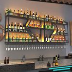 Metal şarap şişesi ve cam raf duvara monte Bar ünitesi yüzer raflar oturma odası restoran şık şarap tutucu dekorasyon