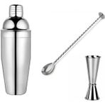 Metal Shaker 350 ml + 3/6 cl Jigger + Tokmaklı Bar Kaşığı Bar Seti Kokteyl Hazırlama Seti Ölçek