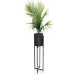 Metal Siyah Dekoratif Saksı Ayaklı Saksılık Orta Boy 25 X 64 Cm