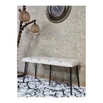 Metal Siyah Tel Ayaklı 100 Cm Puf Bench - Puf - Bench - Oturak - Mutfak Oturağı - Antre Oturağı Krem Renk 100 X 40 Boyut/Ebat