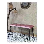 Metal Siyah Tel Ayaklı 100 Cm Puf Bench - Puf - Bench - Oturak - Mutfak Oturağı - Antre Oturağı Pembe Renk 100 X 40 Boyut/Ebat