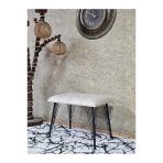 Metal Siyah Tel Ayaklı 60 Cm Puf Bench - Puf - Bench - Oturak - Mutfak Oturağı - Antre Oturağı Krem Renk 60 X 40 Boyut/Ebat