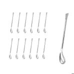 Metal Spatül - Elipsoidal 15cm - Paslanmaz Çelik Spatula - 12 Adetlik Set