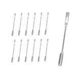 Metal Spatül Oluklu 15 cm - Paslanmaz Çelik Spatula - 12 Adetlik Set