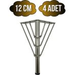 Metal Tel Boru Desenli Ayak Mobilya Masa ve Dolap Ayağı(Krom)(Metal) - 12cm - 4 ADET
