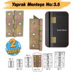 Metal Yaprak Menteşe 2 Adet Prinç Sarı No:3.5 Mobilya Pencere Kapı Dolap Pvc Menteşesi Iki Kanatlı - 1
