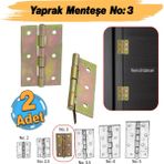 Metal Yaprak Menteşe 2 Adet Prinç Sarı No:3 Mobilya Pencere Kapı Dolap Pvc Menteşesi Iki Kanatlı - 1