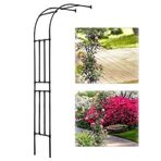 Metal Yarım kemer Gül Tırmanma Tesisi Bahçe Kemeri Hava Koşullarına Dayanıklı Yan Duvar Kafes Pergola ve Düğün Dekorasyonu Siyah (180 x 240 x 40 cm)
