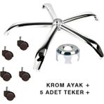 Metal Yıldız Ayak Ofis Koltuğu Ayağı+ 5 Adet Tekerlek- Yönetici Ofis Çalışma Koltuğu Ayağı - Siyah